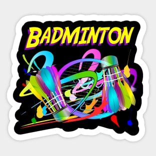 sport art Badminton text  design colorful Sticker